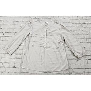 Gap Sheer Gray 3/4 Sleeve Ruffle Blouse WOMENS SIZE MEDIUM